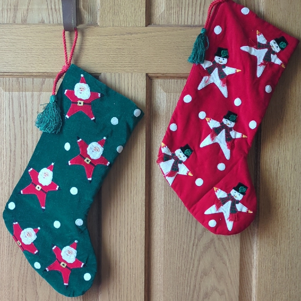 Target Red and Green Holiday Stockings Set Of 2 Santa & Snowmen